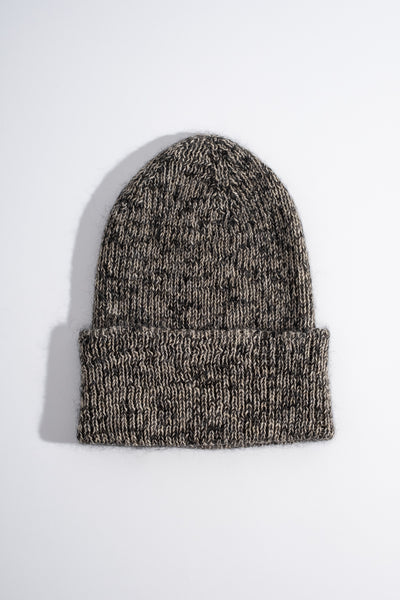 Mohair Knitted Hat in Black Sand