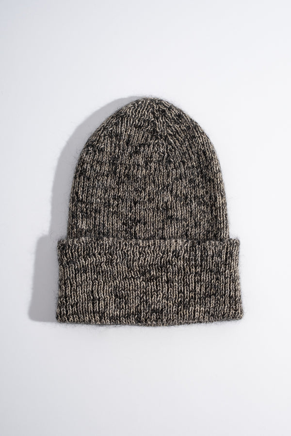 Mohair Knitted Hat in Black Sand