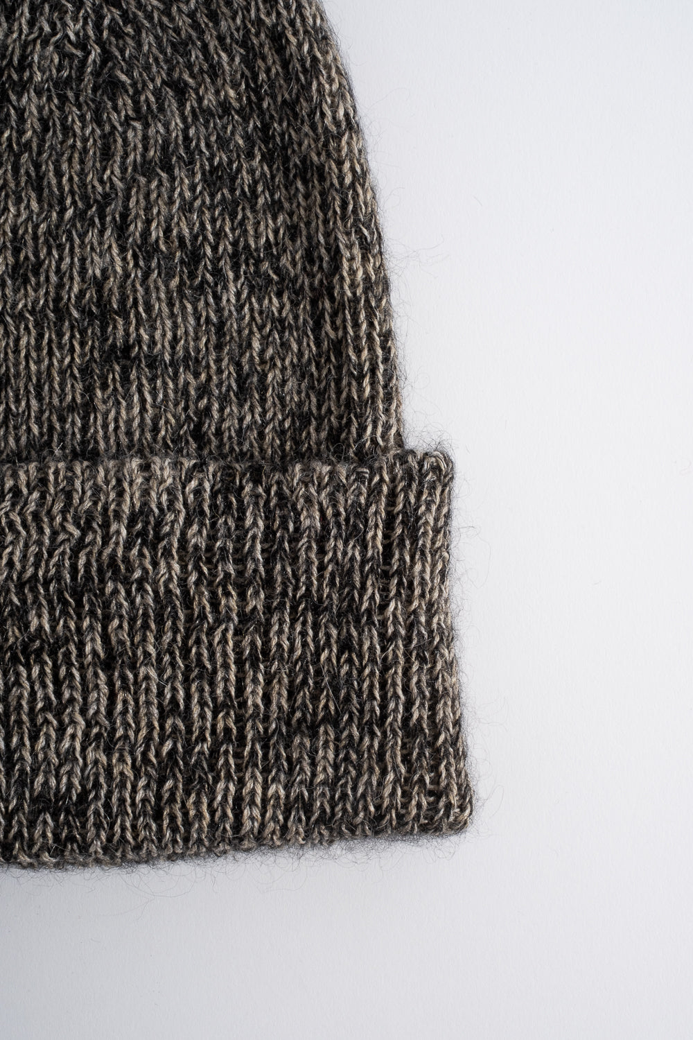 Mohair Knitted Hat in Black Sand