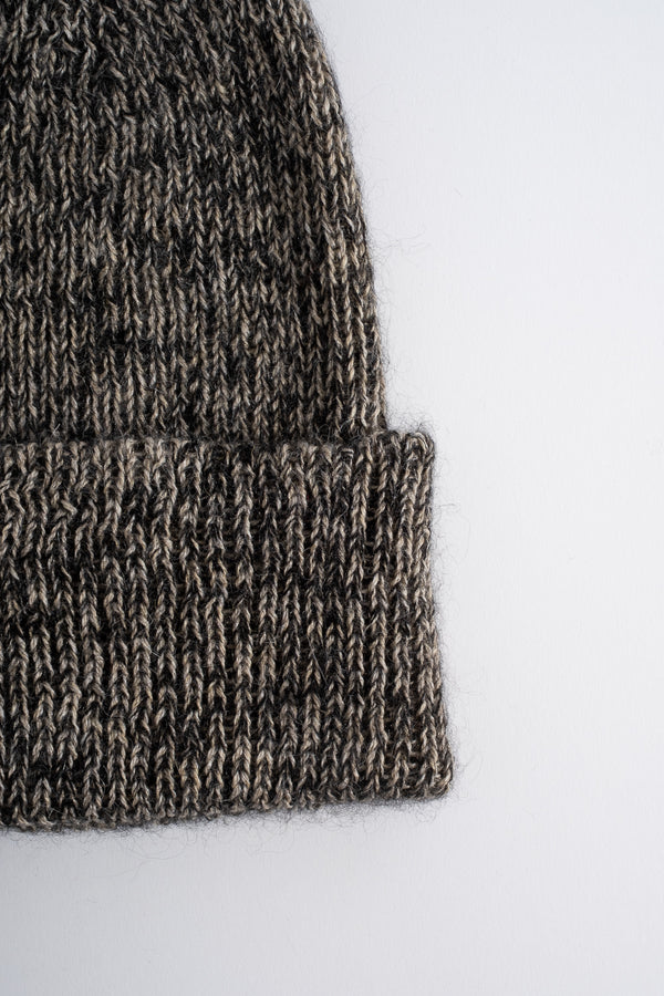 Mohair Knitted Hat in Black Sand