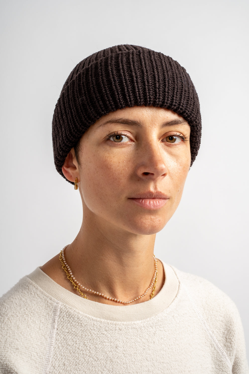 Wool Knitted Hat in Coffee Bean