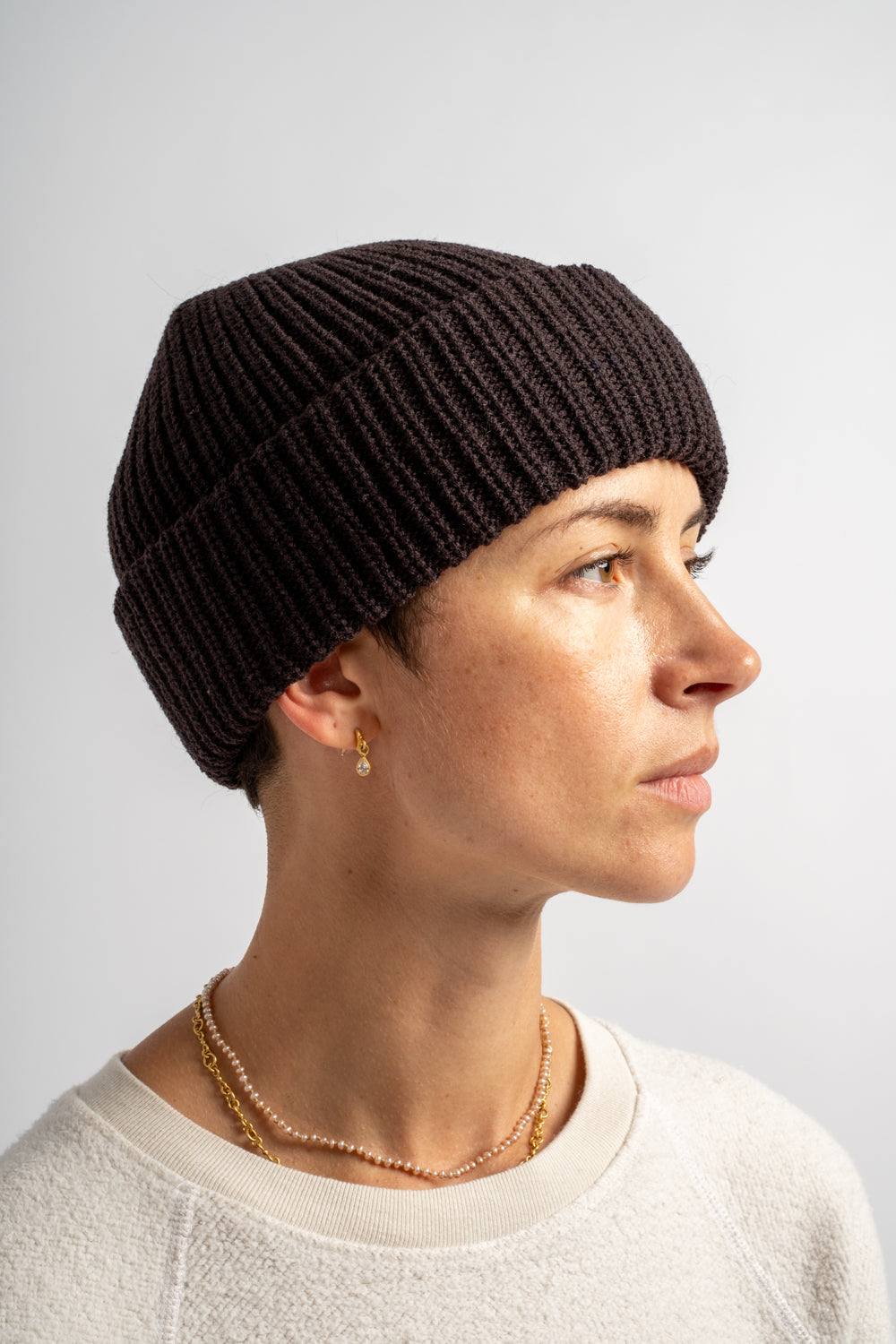 Wool Knitted Hat in Coffee Bean