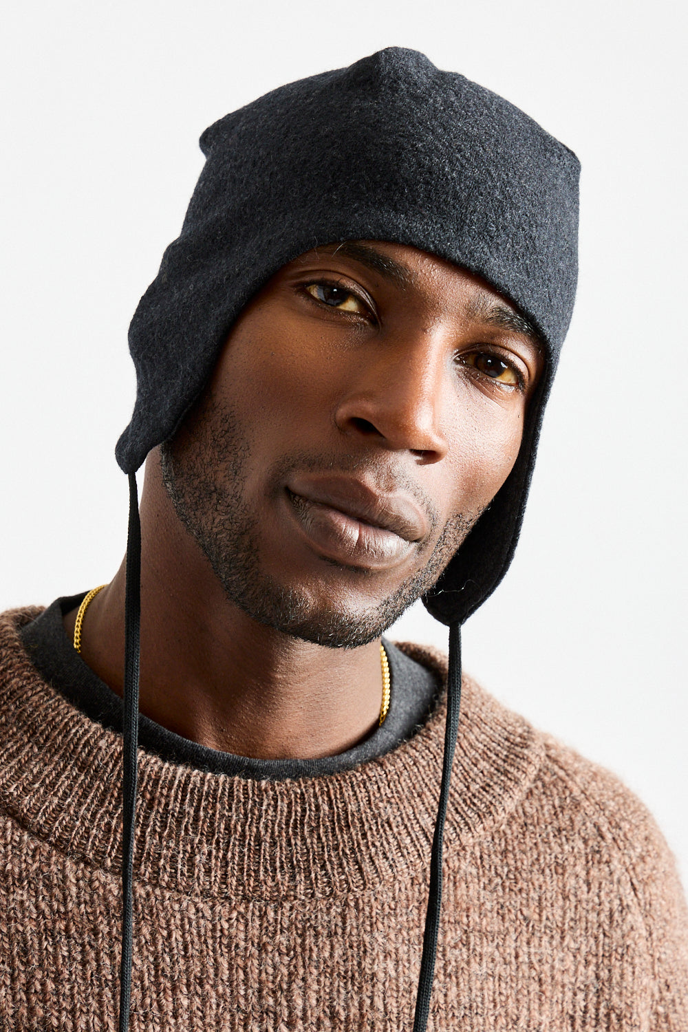 Ear Flap Cap in Black