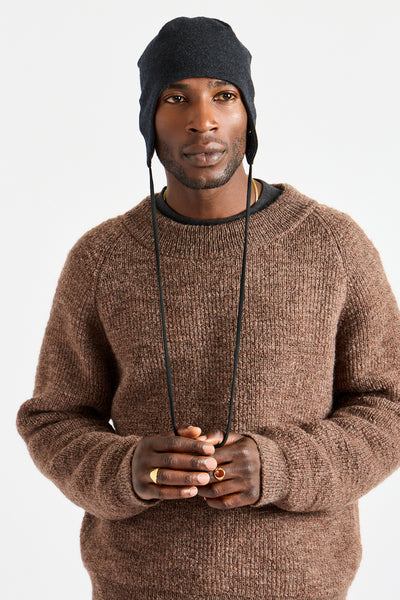 Ear Flap Cap in Black