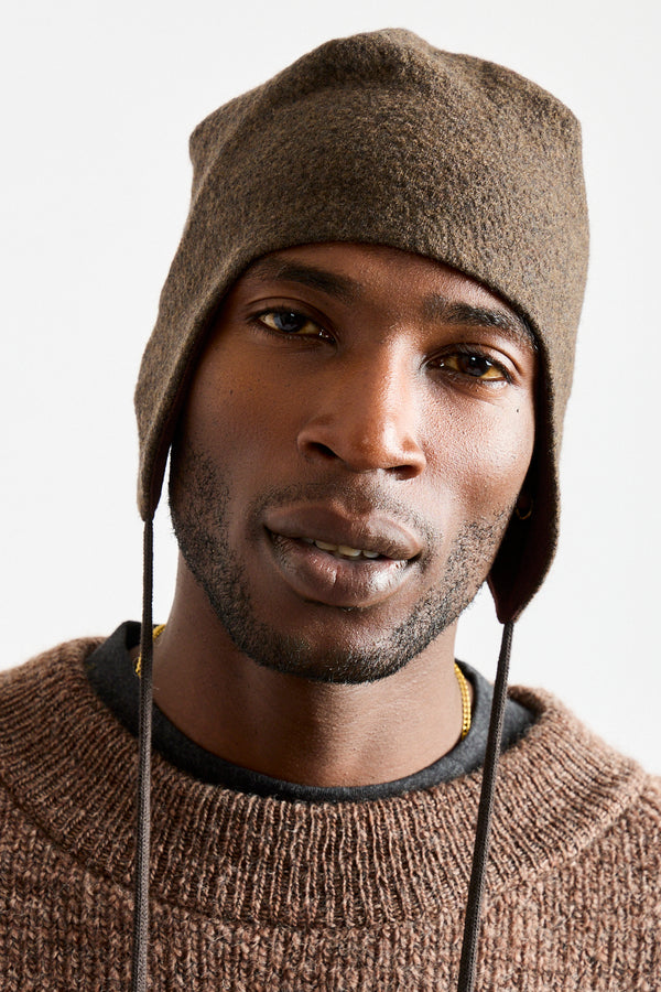 Ear Flap Cap in Brown