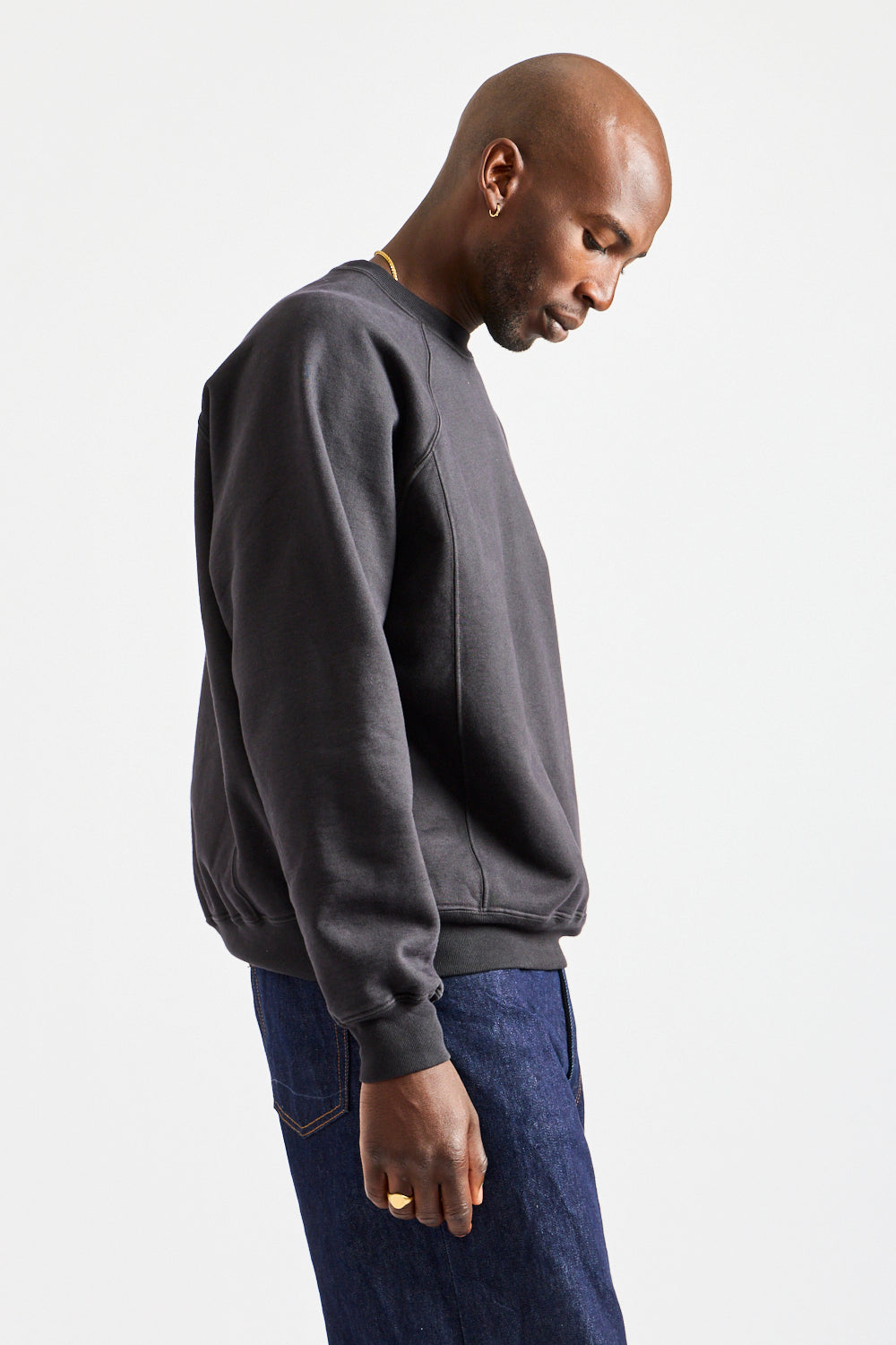 Heavy Gusset Crewneck in Anthracite