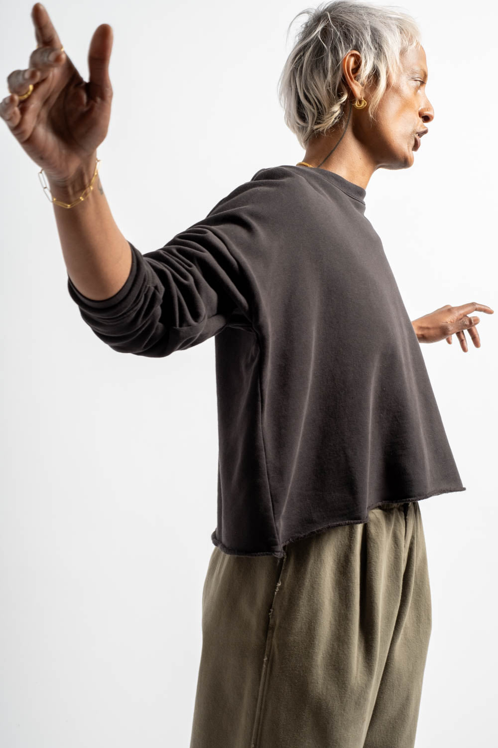 Fleece Crewneck in Black