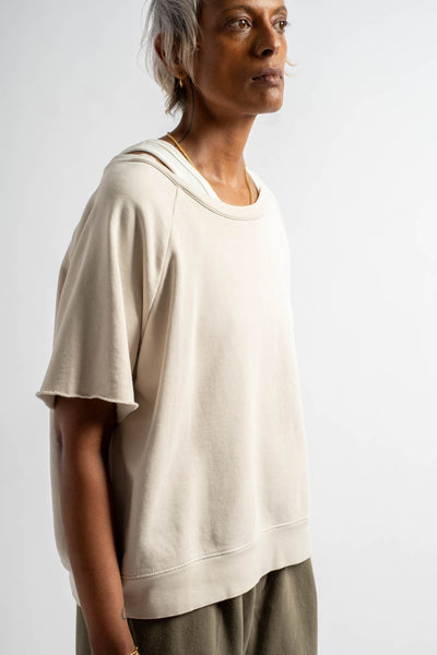 Fleece S/S Crewneck in Greige