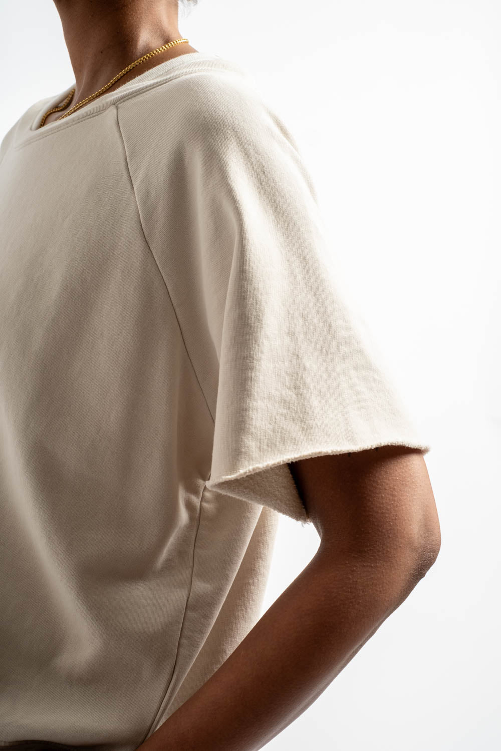 Fleece S/S Crewneck in Greige