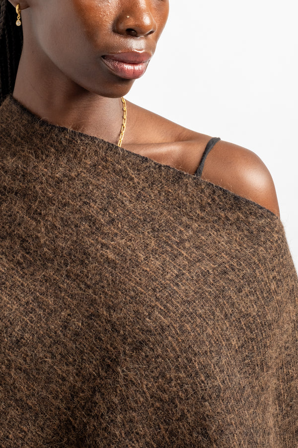 Block Poncho in Rust Marl + Black