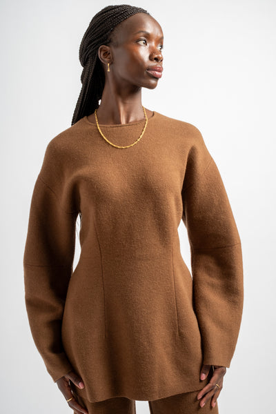Double Knit Form Tunic in Rust
