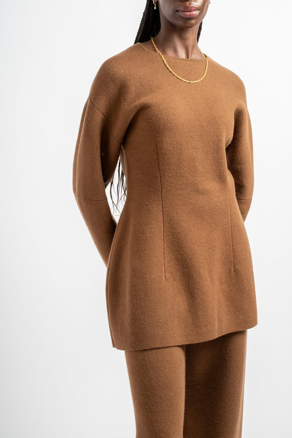 Double Knit Form Tunic in Rust