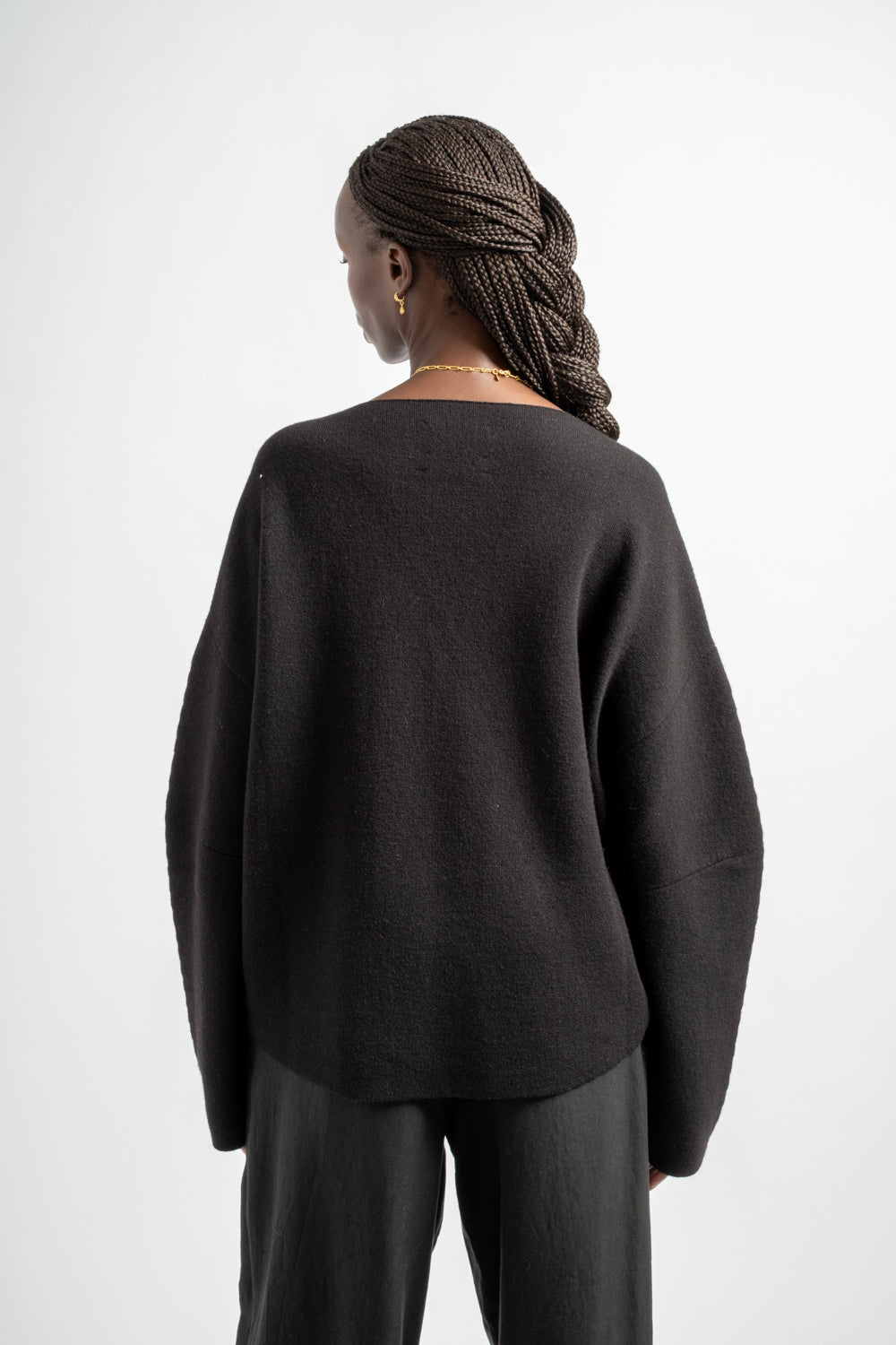 Double Knit Split Neck in Black