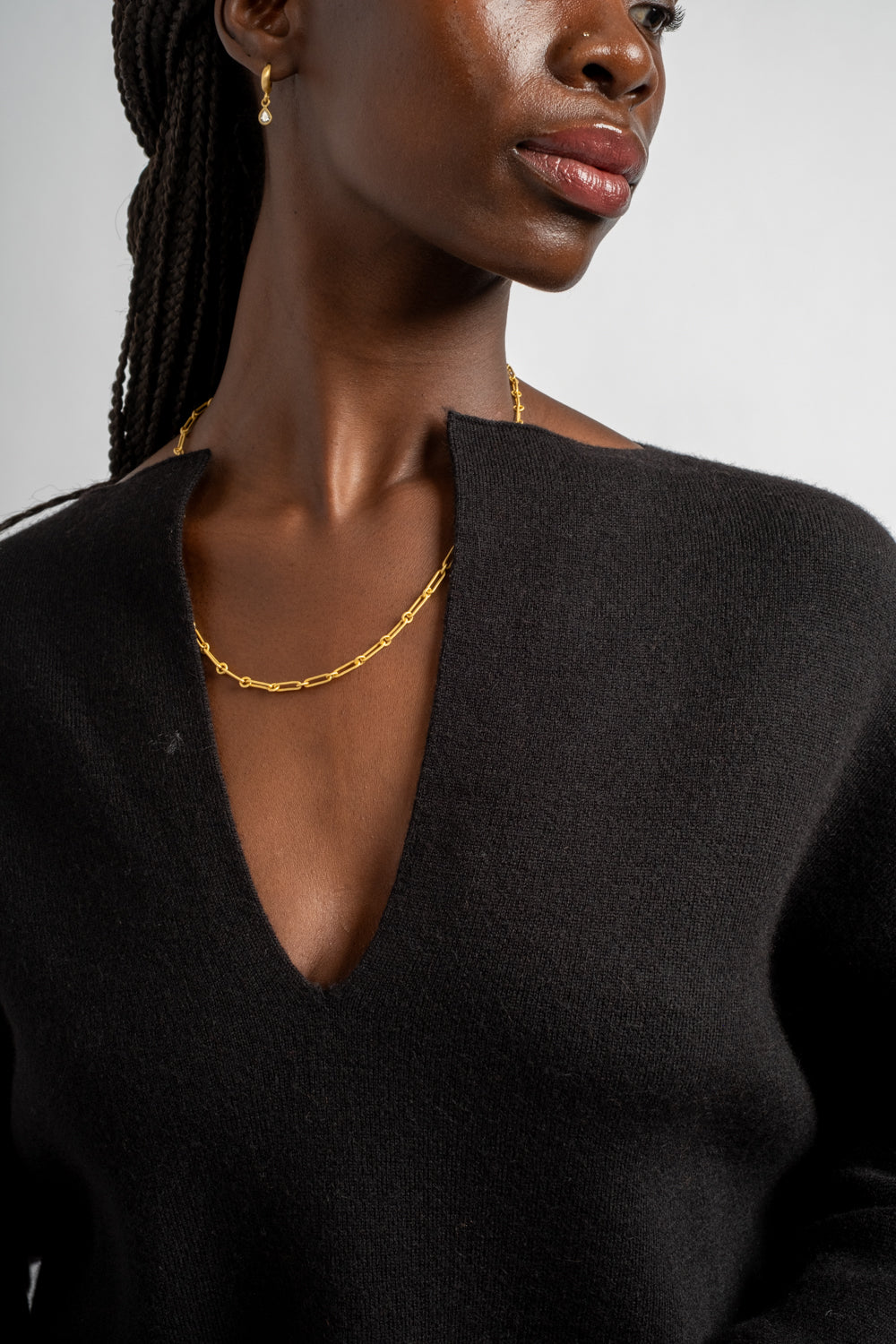 Double Knit Split Neck in Black