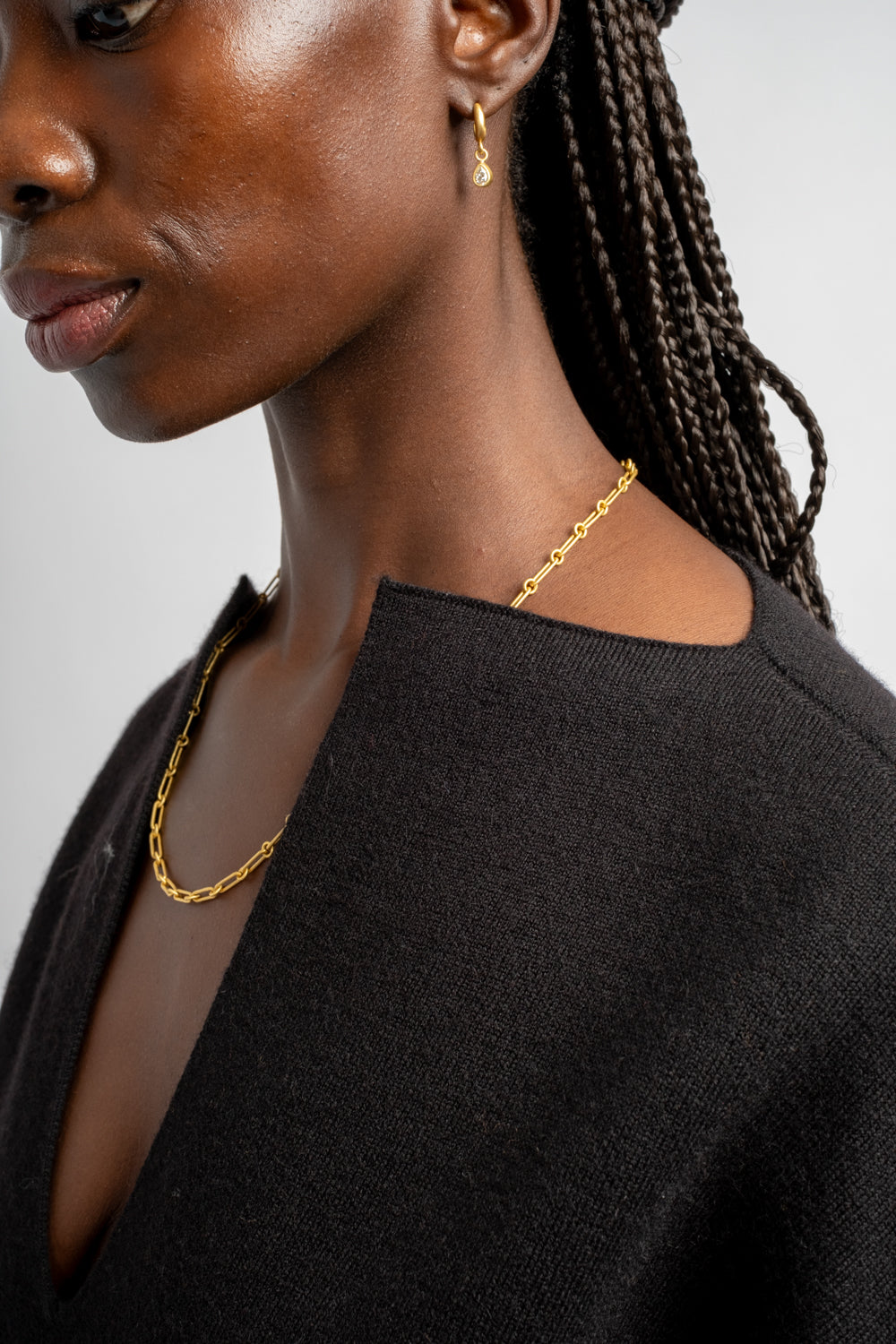 Double Knit Split Neck in Black