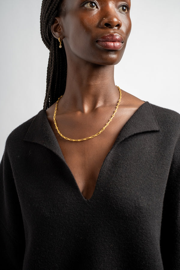 Double Knit Split Neck in Black