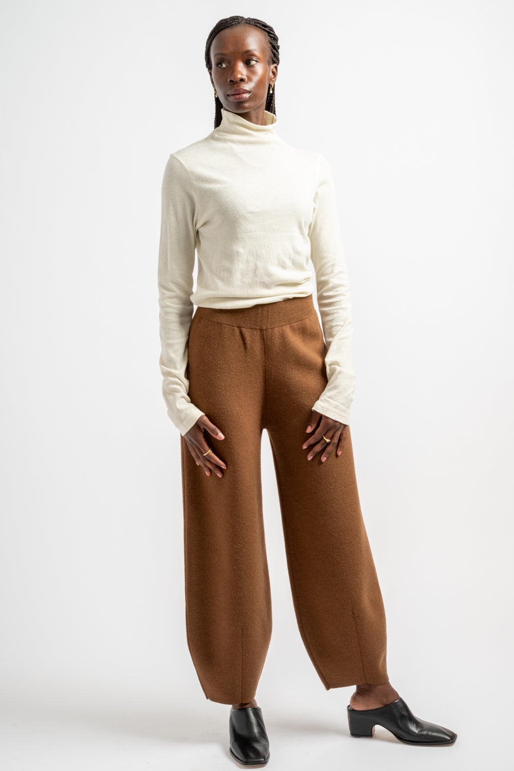 Double Knit Taper Pants in Rust