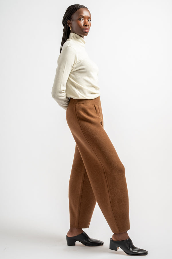 Double Knit Taper Pants in Rust