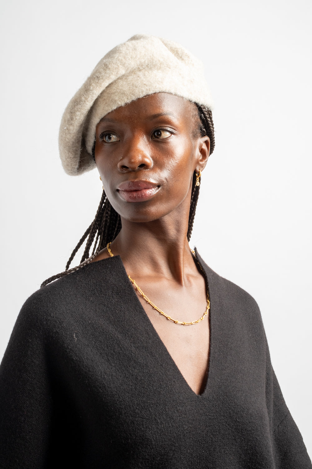 Felt Beret in Pebble