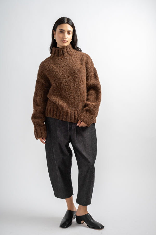 Handknit Mockneck in Rust Melange
