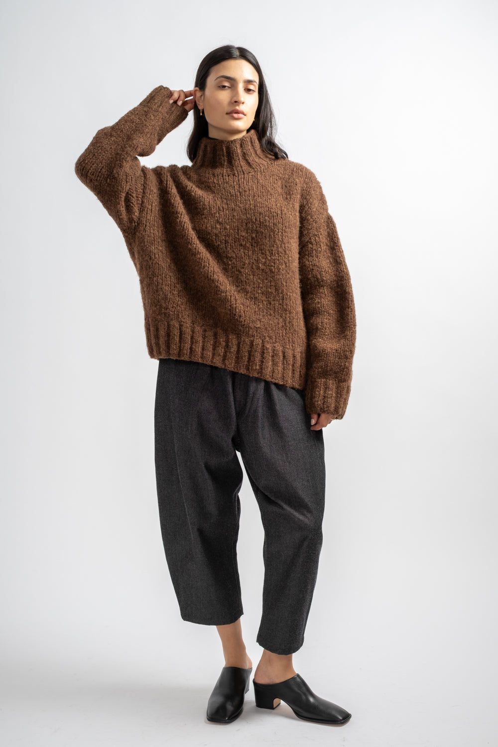 Handknit Mockneck in Rust Melange