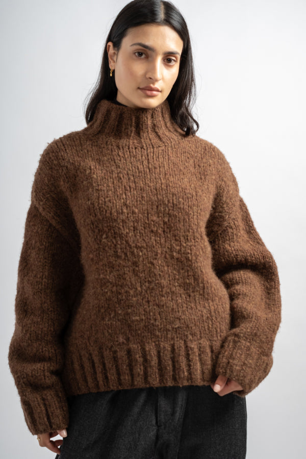 Handknit Mockneck in Rust Melange