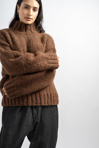 Handknit Mockneck in Rust Melange