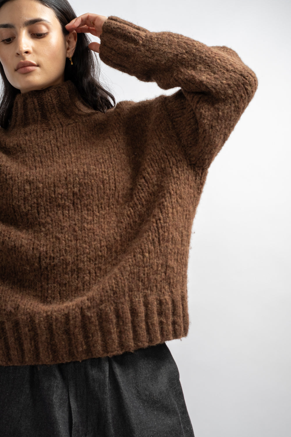 Handknit Mockneck in Rust Melange