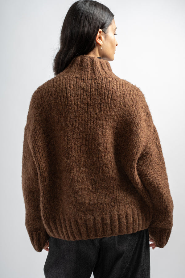 Handknit Mockneck in Rust Melange