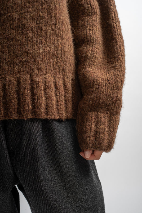 Handknit Mockneck in Rust Melange