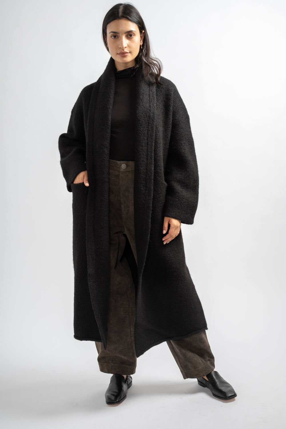 Long Shawl Cardigan in Black
