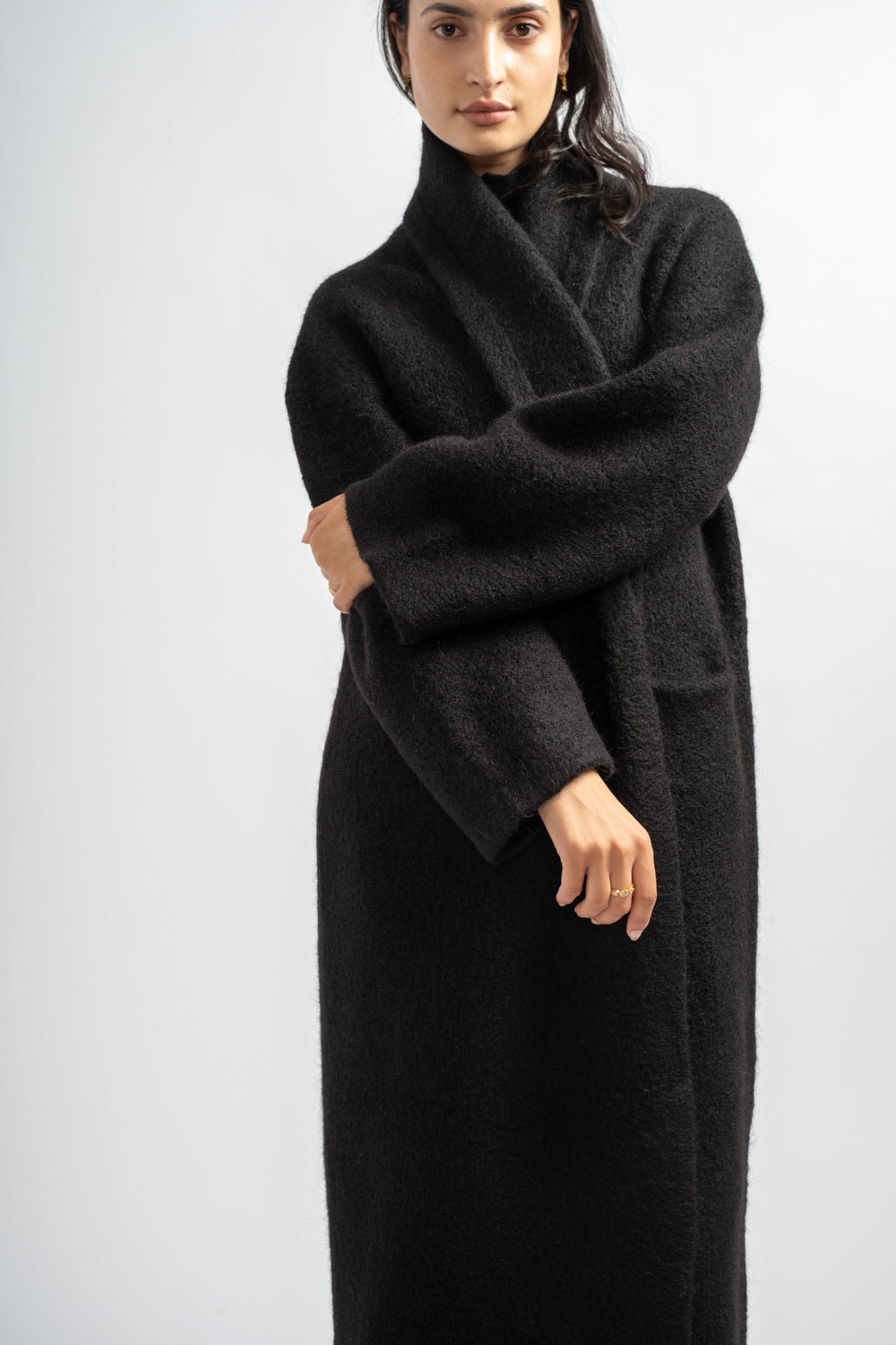 Long Shawl Cardigan in Black