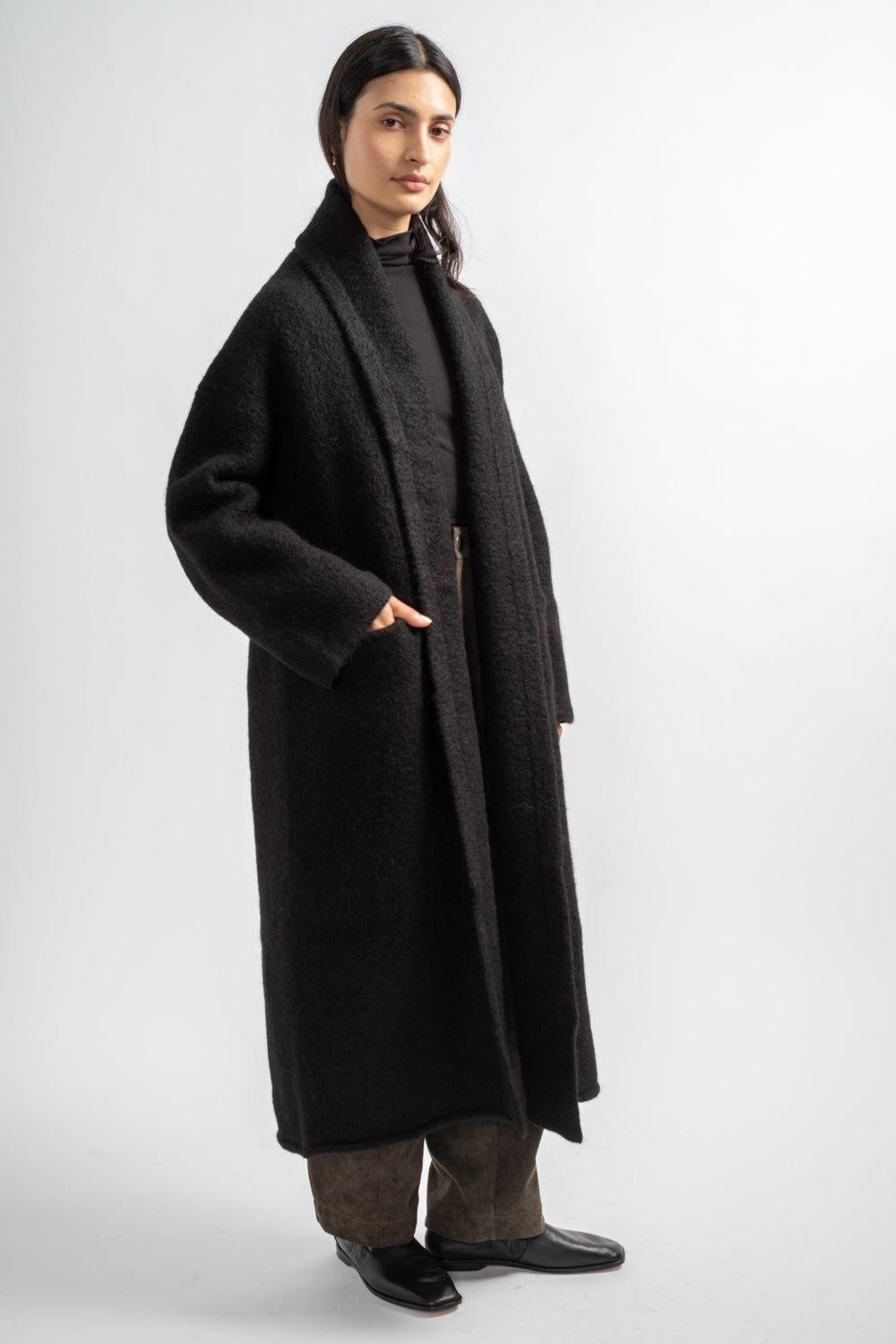Long Shawl Cardigan in Black