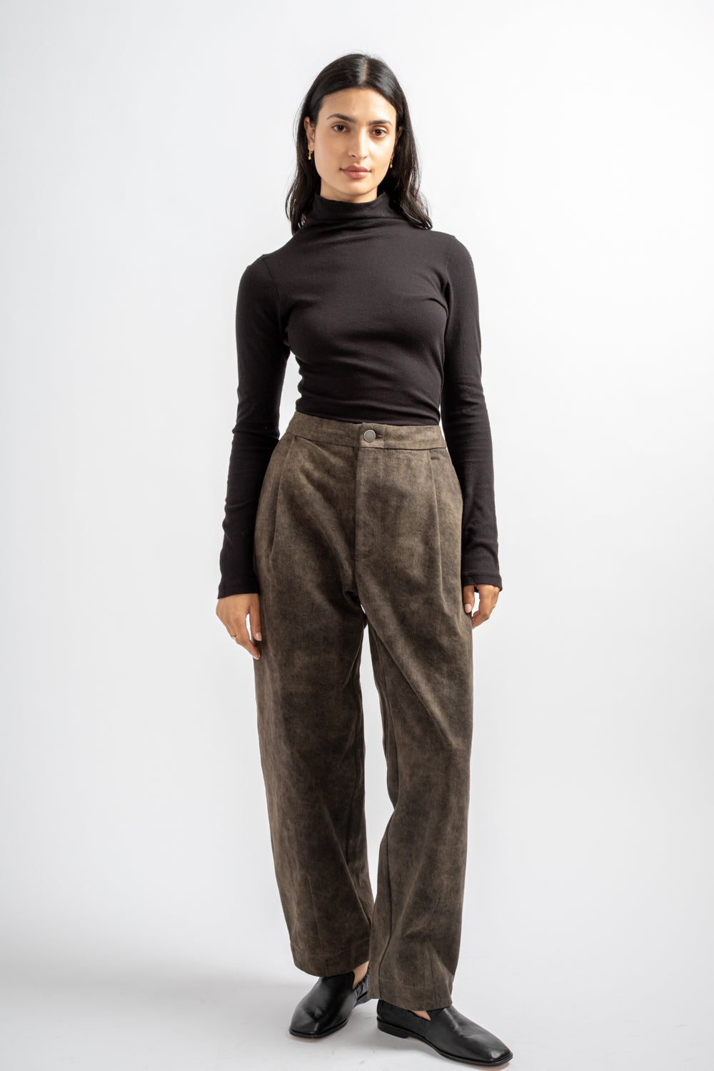 Twill Taper Pants in Olive Paint