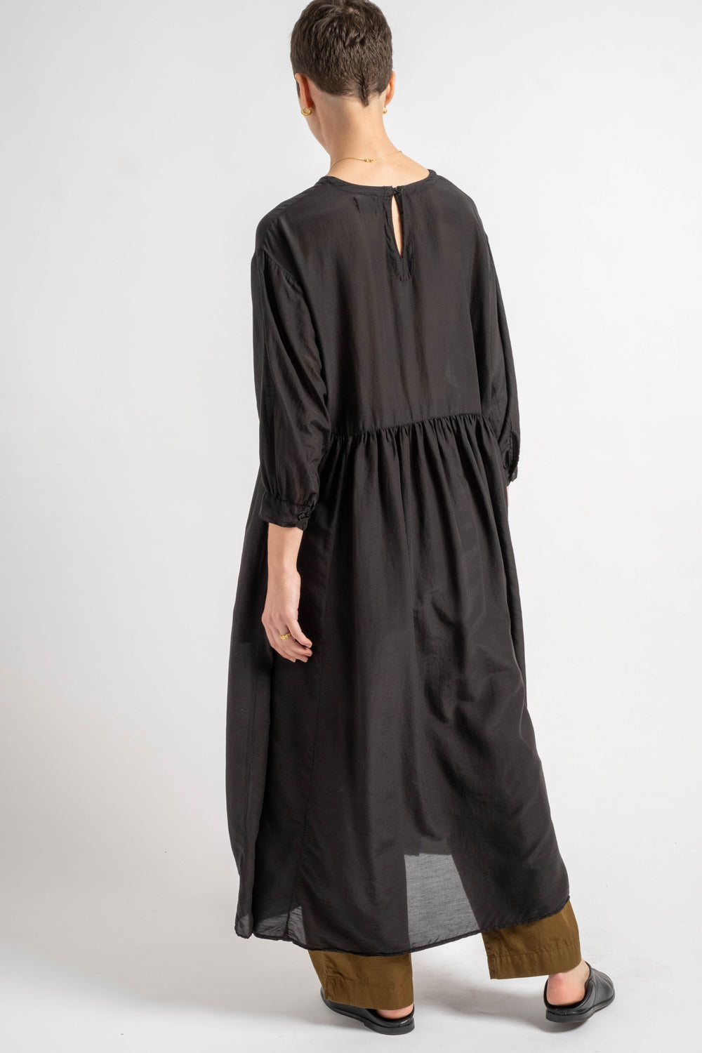 Sonia Dress in Black Cotton Silk
