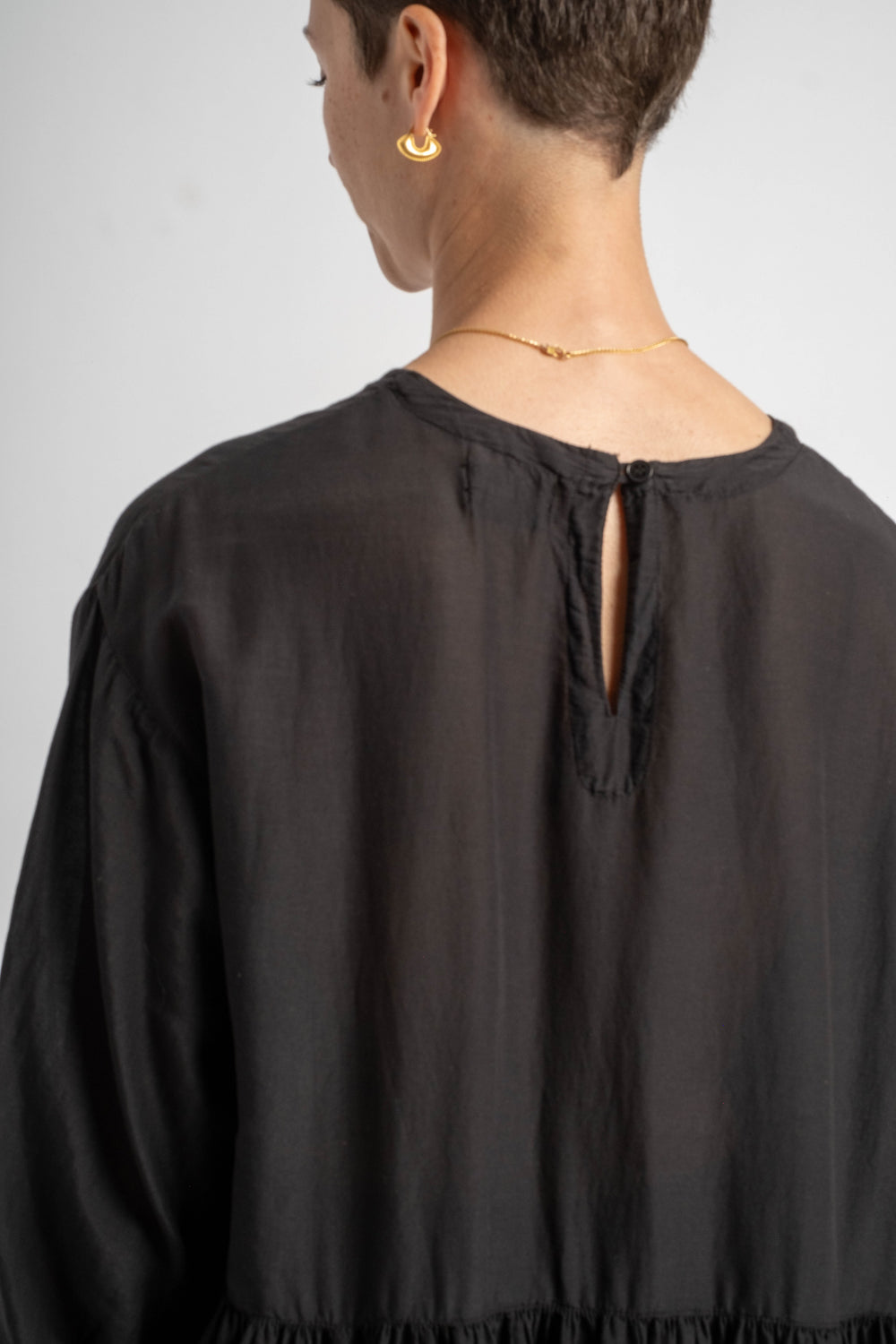 Sonia Dress in Black Cotton Silk