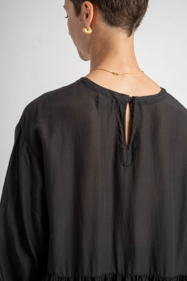 Sonia Dress in Black Cotton Silk