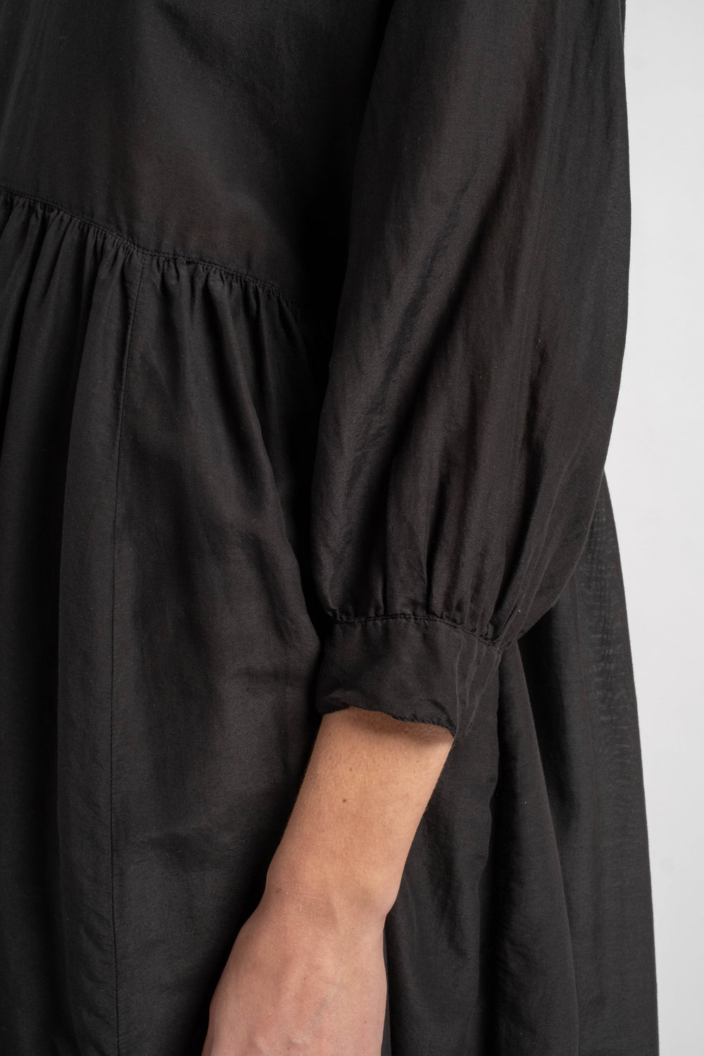 Sonia Dress in Black Cotton Silk