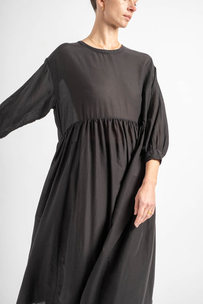 Sonia Dress in Black Cotton Silk
