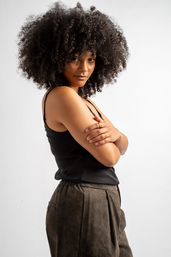 Mila Slip Tank in Black