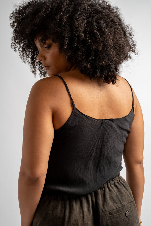 Mila Slip Tank in Black