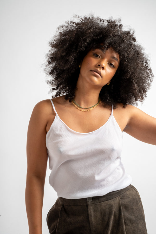 Mila Slip Tank in White