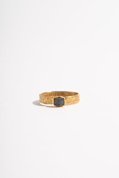 22K Dark Raw Sapphire Ring