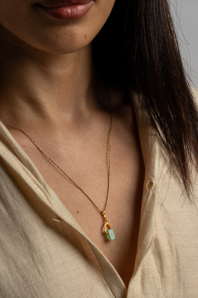 22K Jade Stirrup Pendant