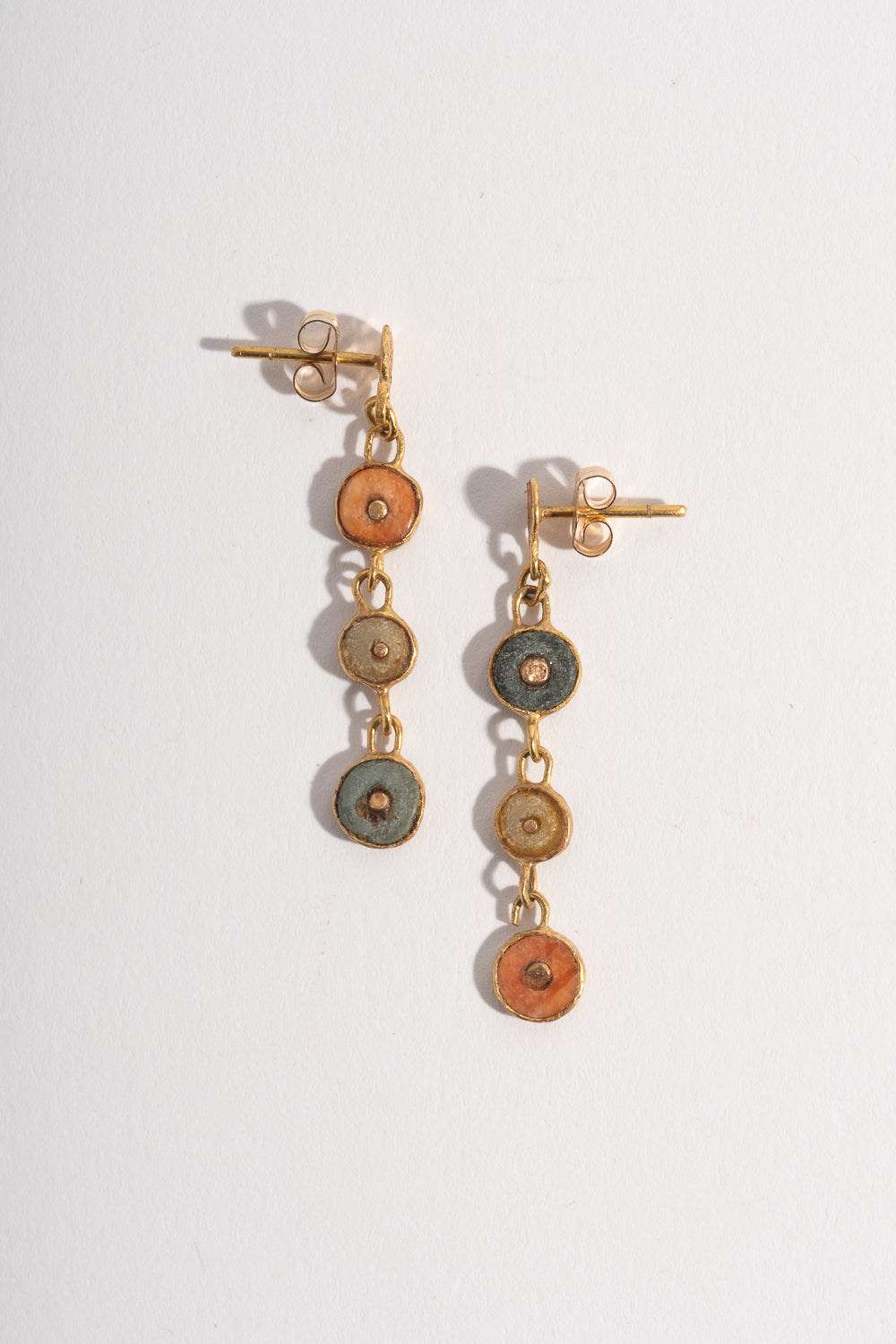 22K Triple Drop Chimú Coral Earrings