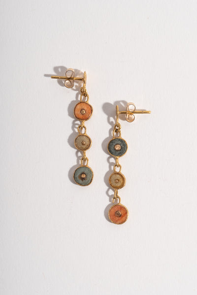 22K Triple Drop Chimú Coral Earrings