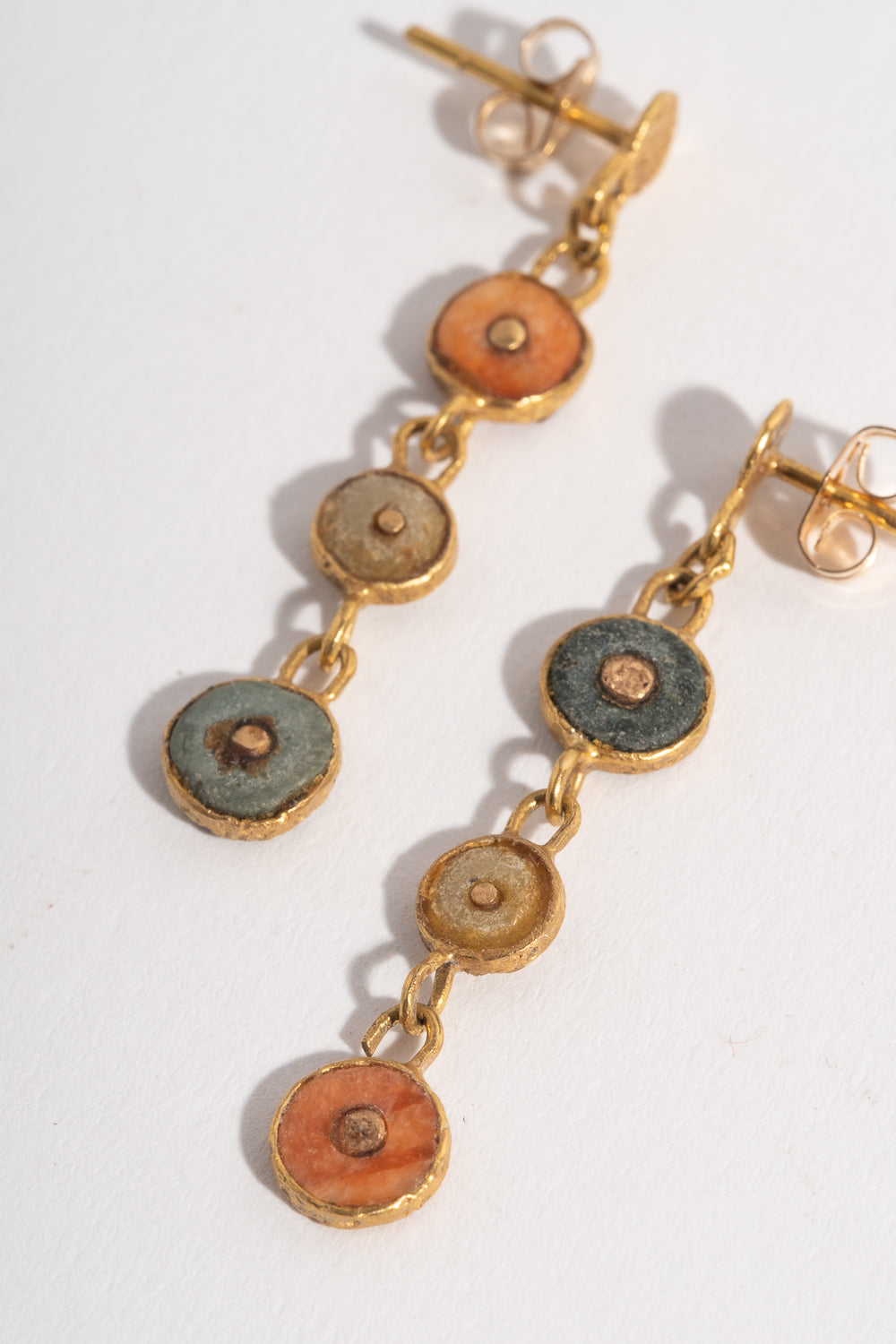 22K Triple Drop Chimú Coral Earrings