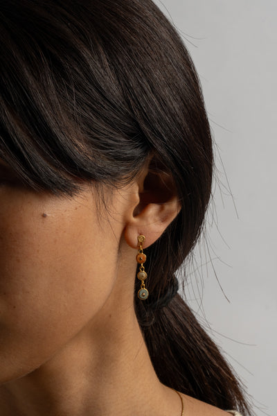 22K Triple Drop Chimú Coral Earrings