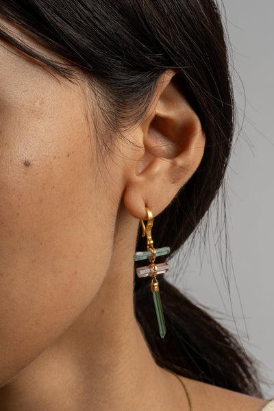 22K Triple Drop Tourmaline Earrings