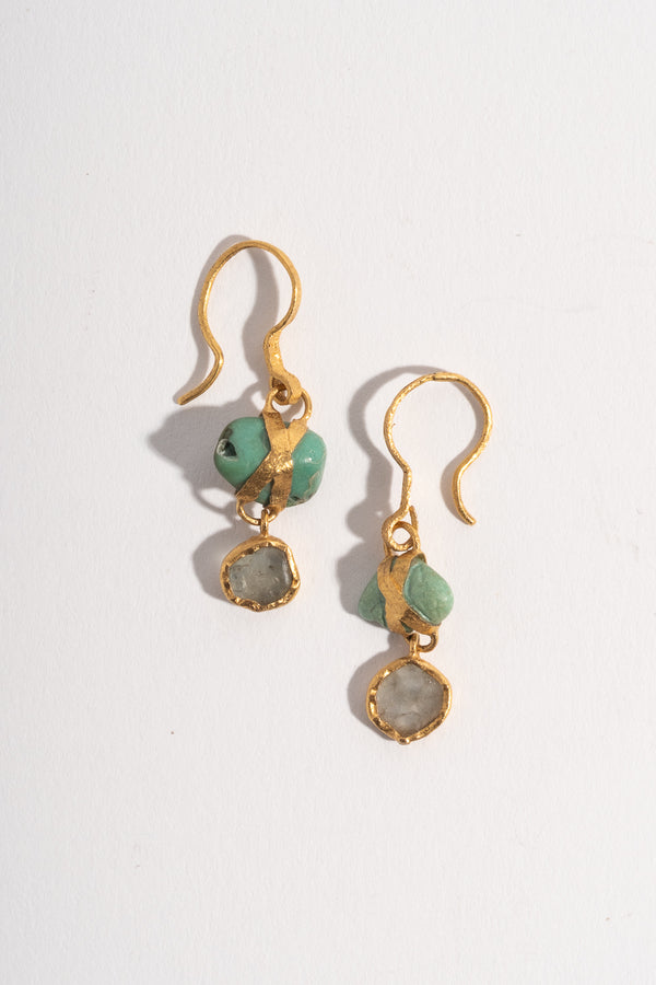 22K Turquoise + Montana Sapphire Earrings